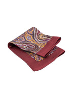 Silk Pocket Square - Burgundy With Paisley Pattern