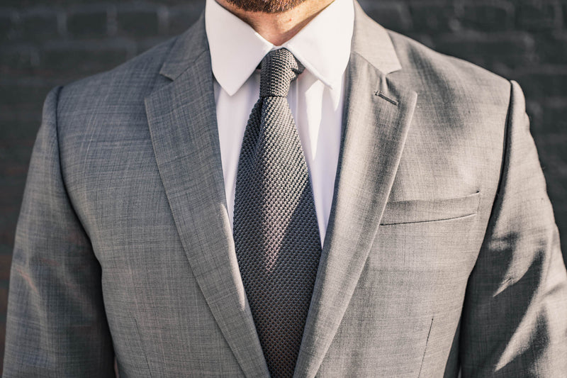 gray knit tie foundation menswear suit