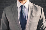 silk navy knit tie square foundation menswear gray suit