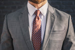 brown floral silk twill nice tie foundation menswear gray suit