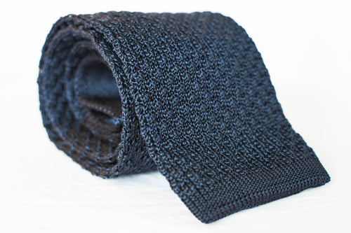 silk navy knit tie square foundation menswear