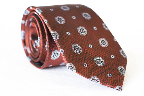 brown medallion woven silk tie foundation menswear