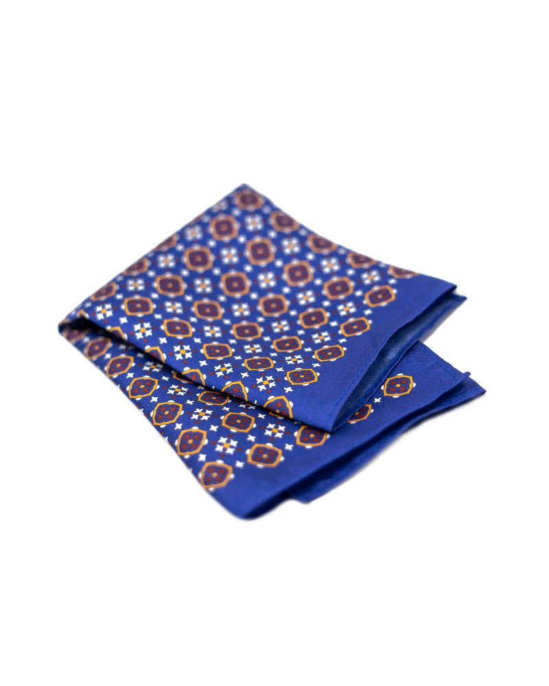 Silk Pocket Square - Violet Geometric Floral Pattern
